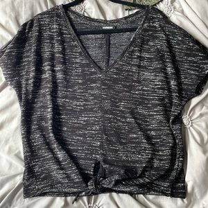 Express black top with silver stripes